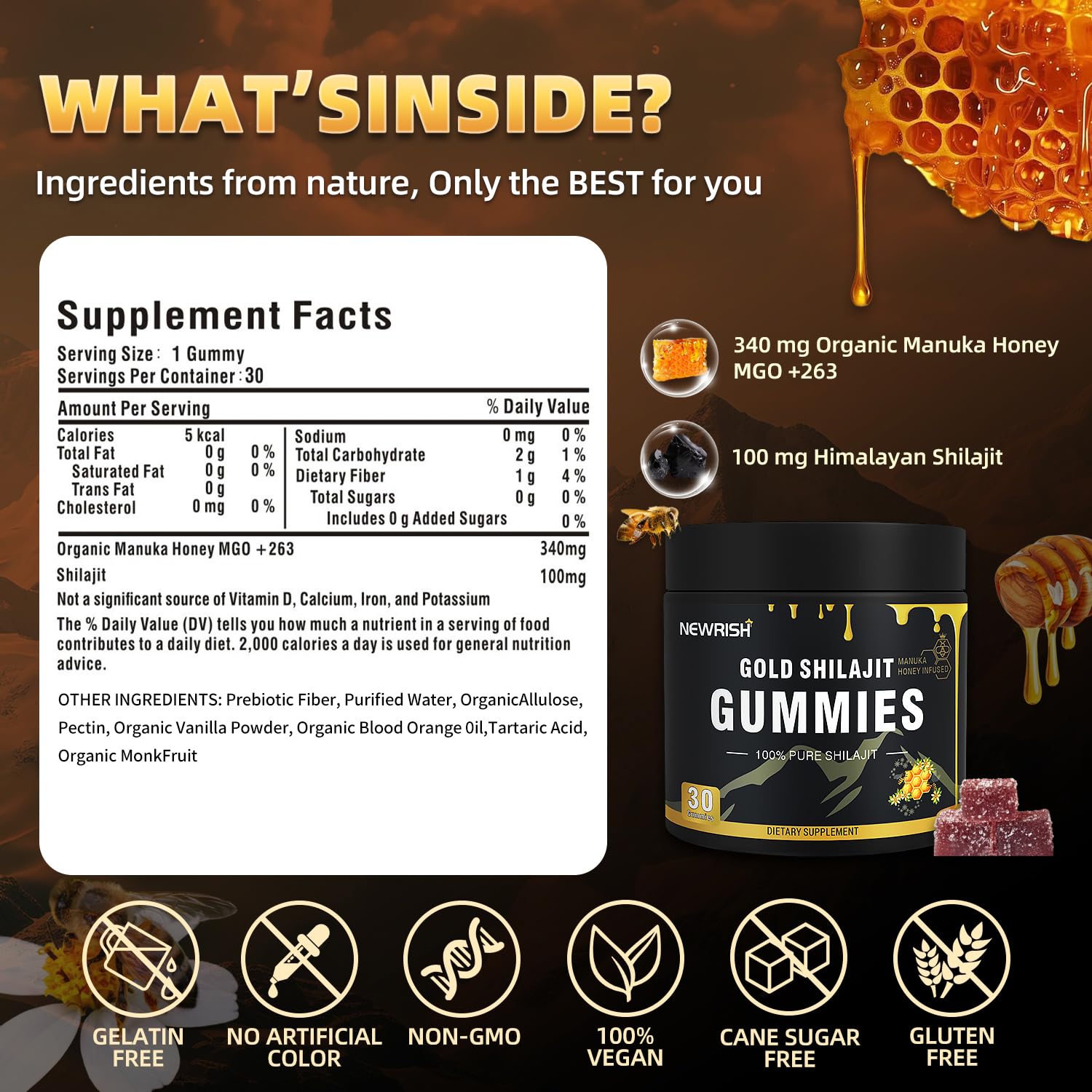Newrish gomitas en mano para comparar tamaño y conveniencia de consumo