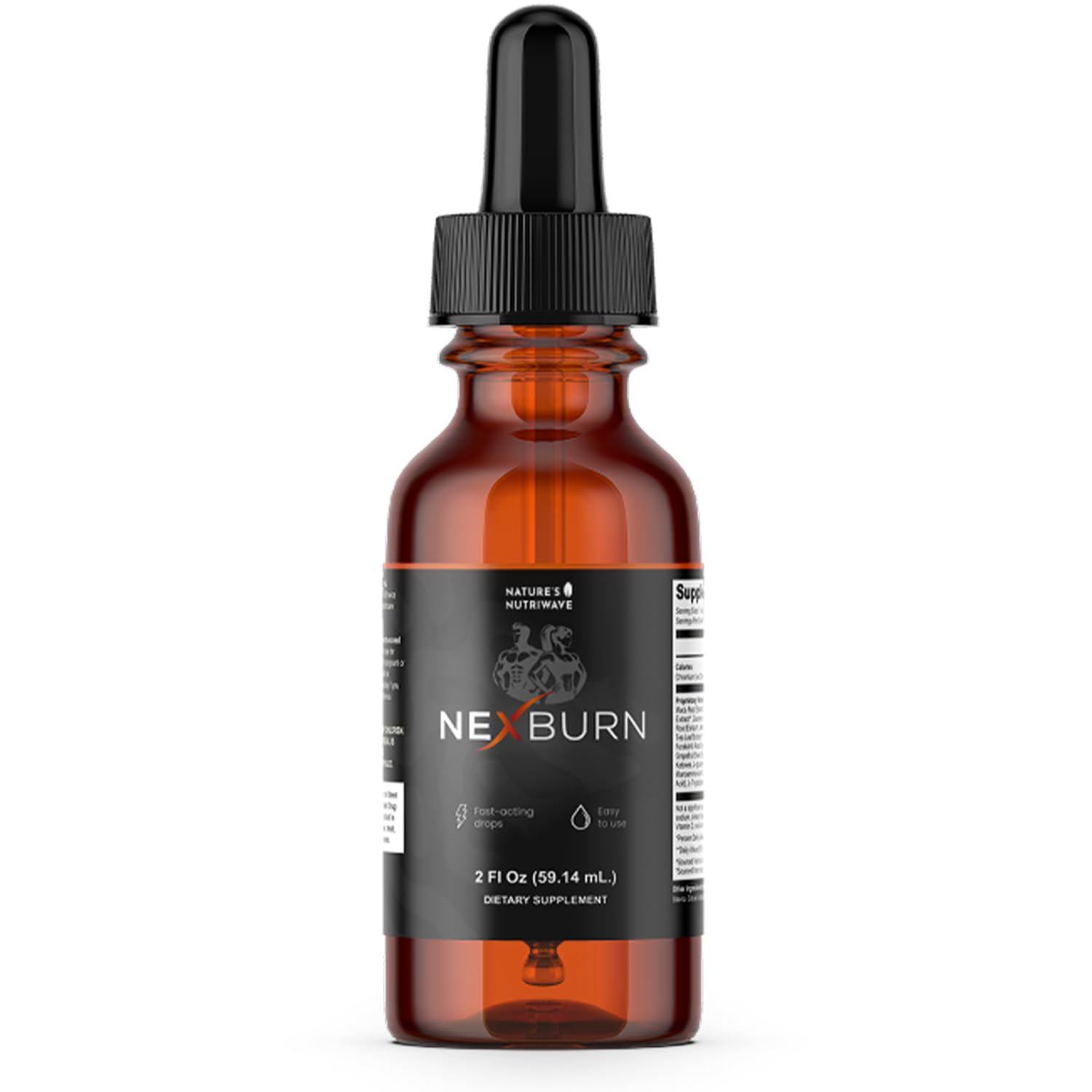 Nature’s NutriWave frasco frontal Nexburn mostrando etiqueta clara y volumen