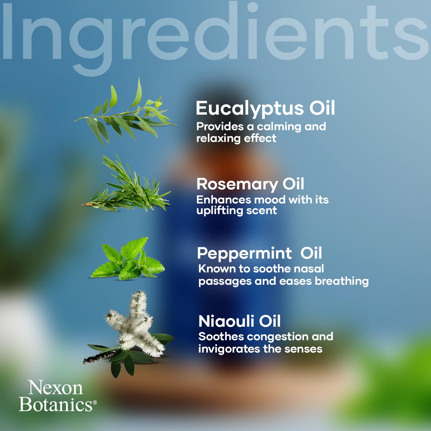 Nexon Botanics aceite en mano para apreciar textura y pureza