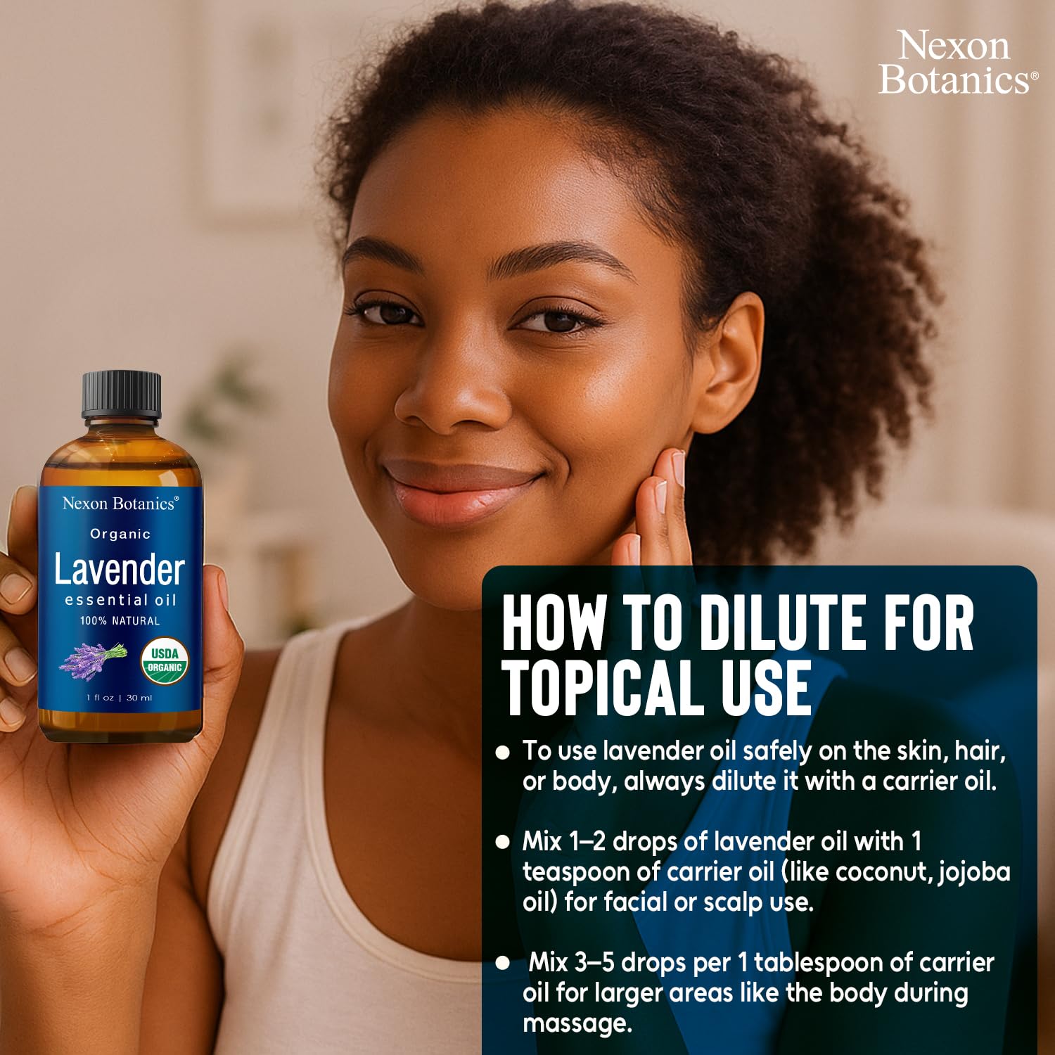Nexon Botanics frasco ámbar protege aceite y prolonga frescura