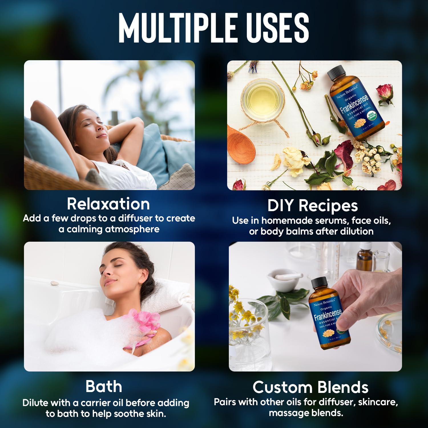 Nexon Botanics difusor en sala con aceite de incienso creando ambiente relajante