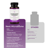 NEXT-MICROBIOME persona masticando tabletas mostrando formato oral