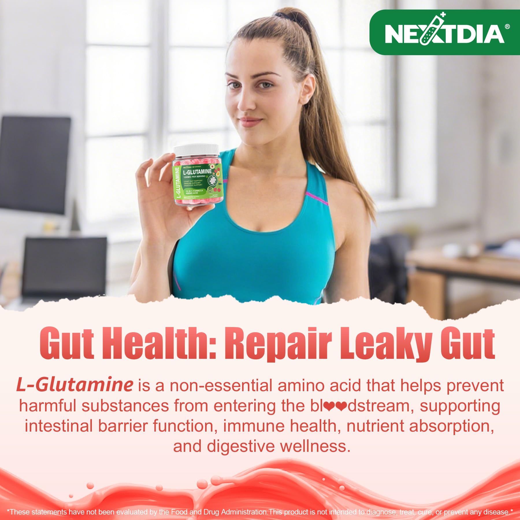 Nextdia persona masticando gomita como alternativa a pastillas