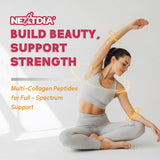 Nextdia estilo de vida mujer sosteniendo envase, apoyo a rutina de belleza