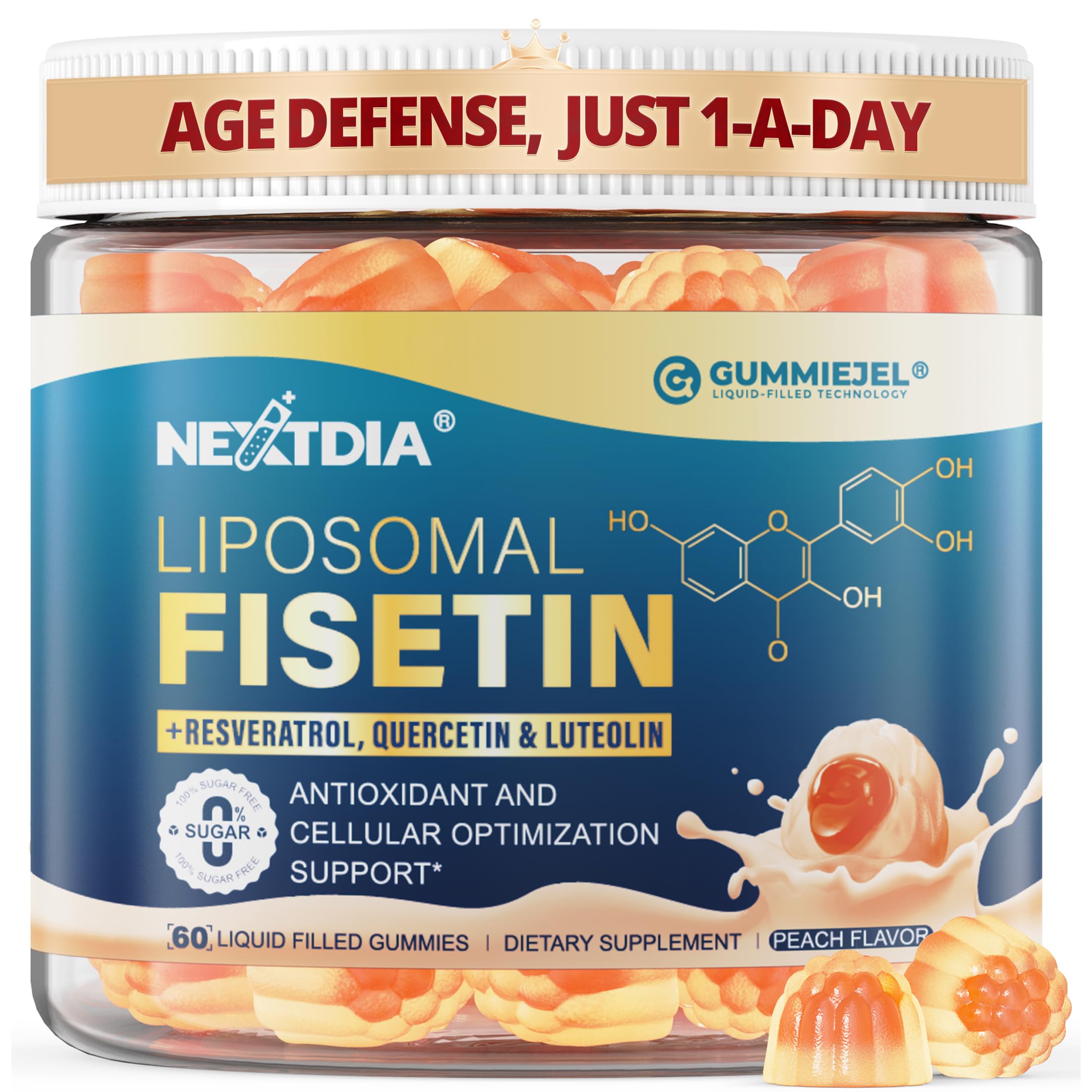 Nextdia empaque frontal de gomitas mostrando pureza y beneficios