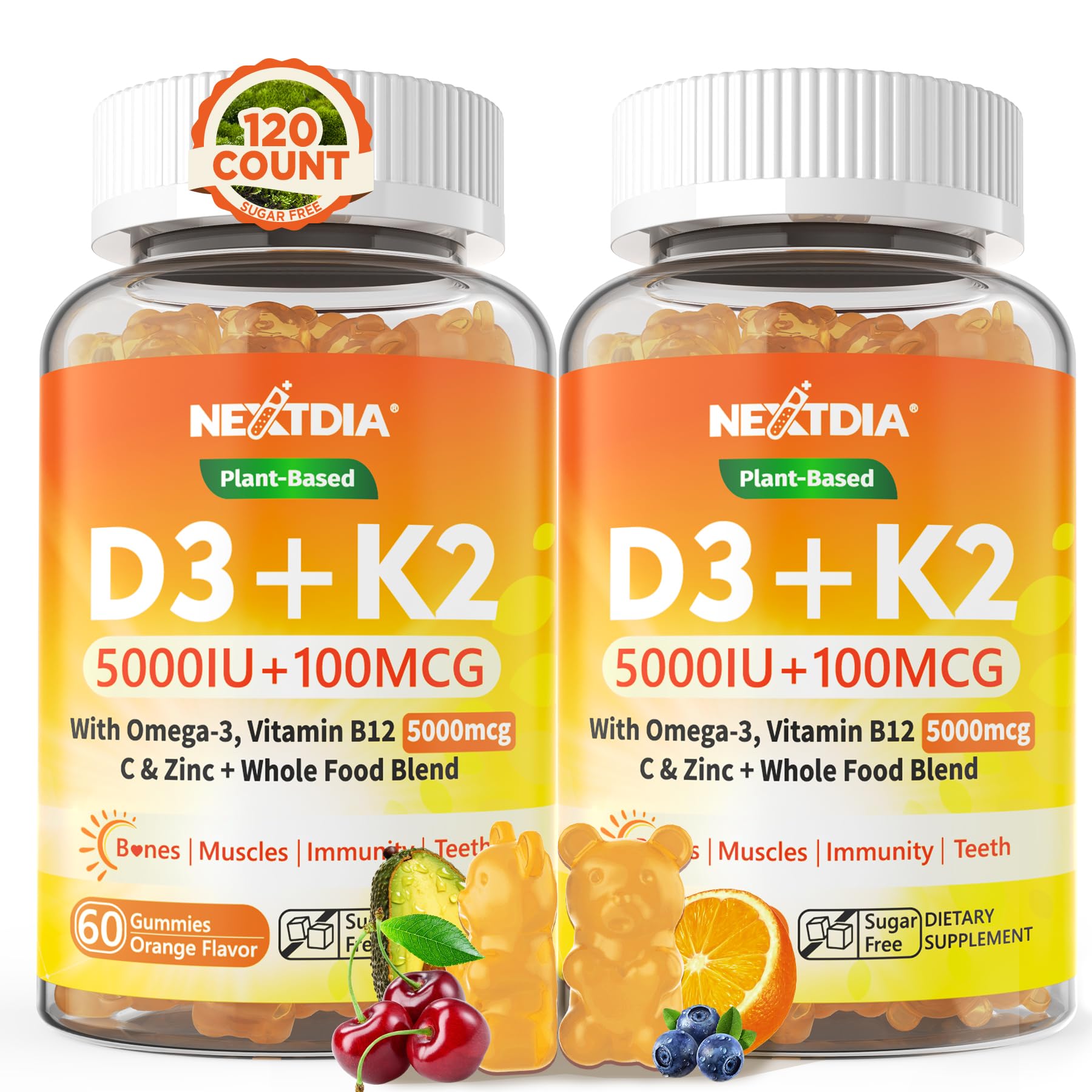 Nextdia envase frontal mostrando gominolas vegetales y beneficios