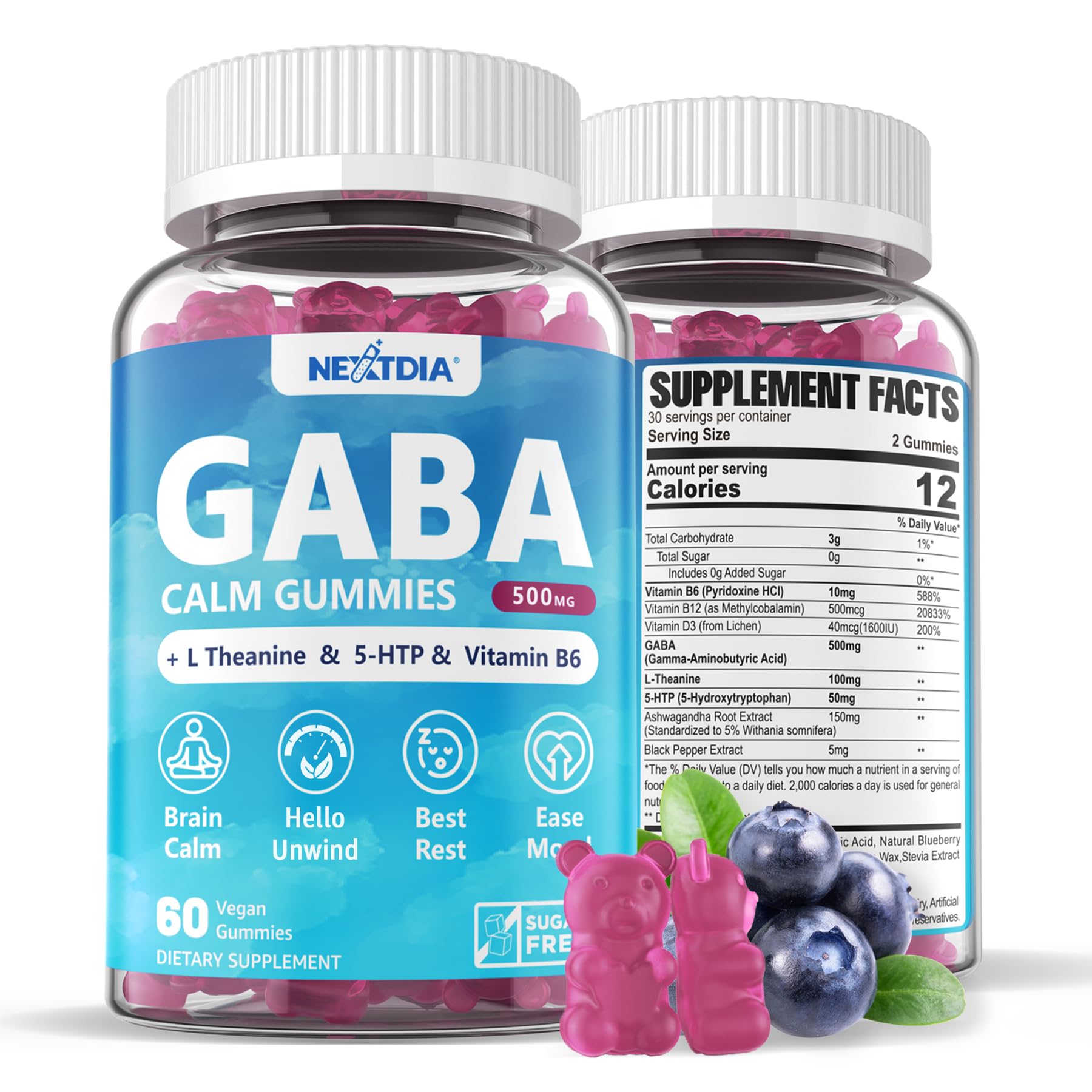 Nextdia gomitas frente del envase que muestra la marca y beneficio calma