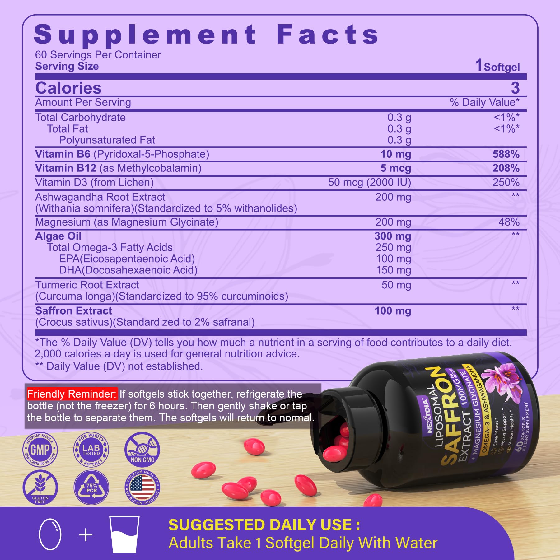 Nextdia cápsula blanda en primer plano, alta absorción liposomal