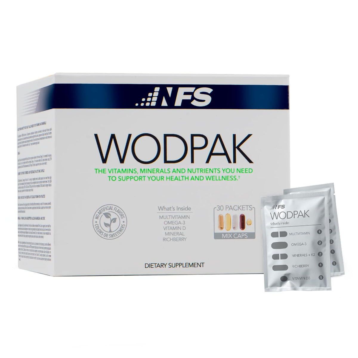 NF Sports WODPak frente del empaque mostrando contenido y beneficios