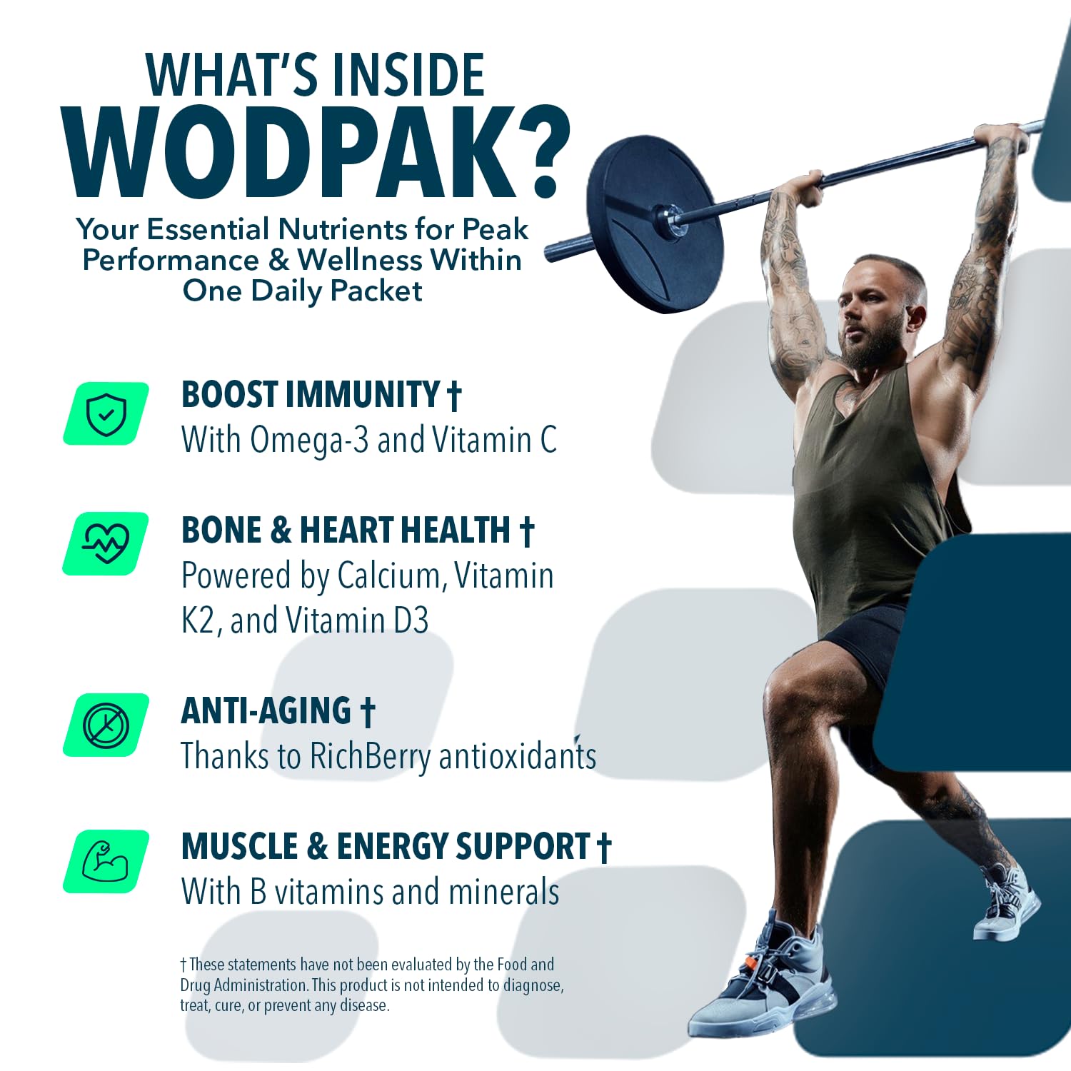NF Sports WODPak gel blando omega-3 detalle, apoyo para recuperación