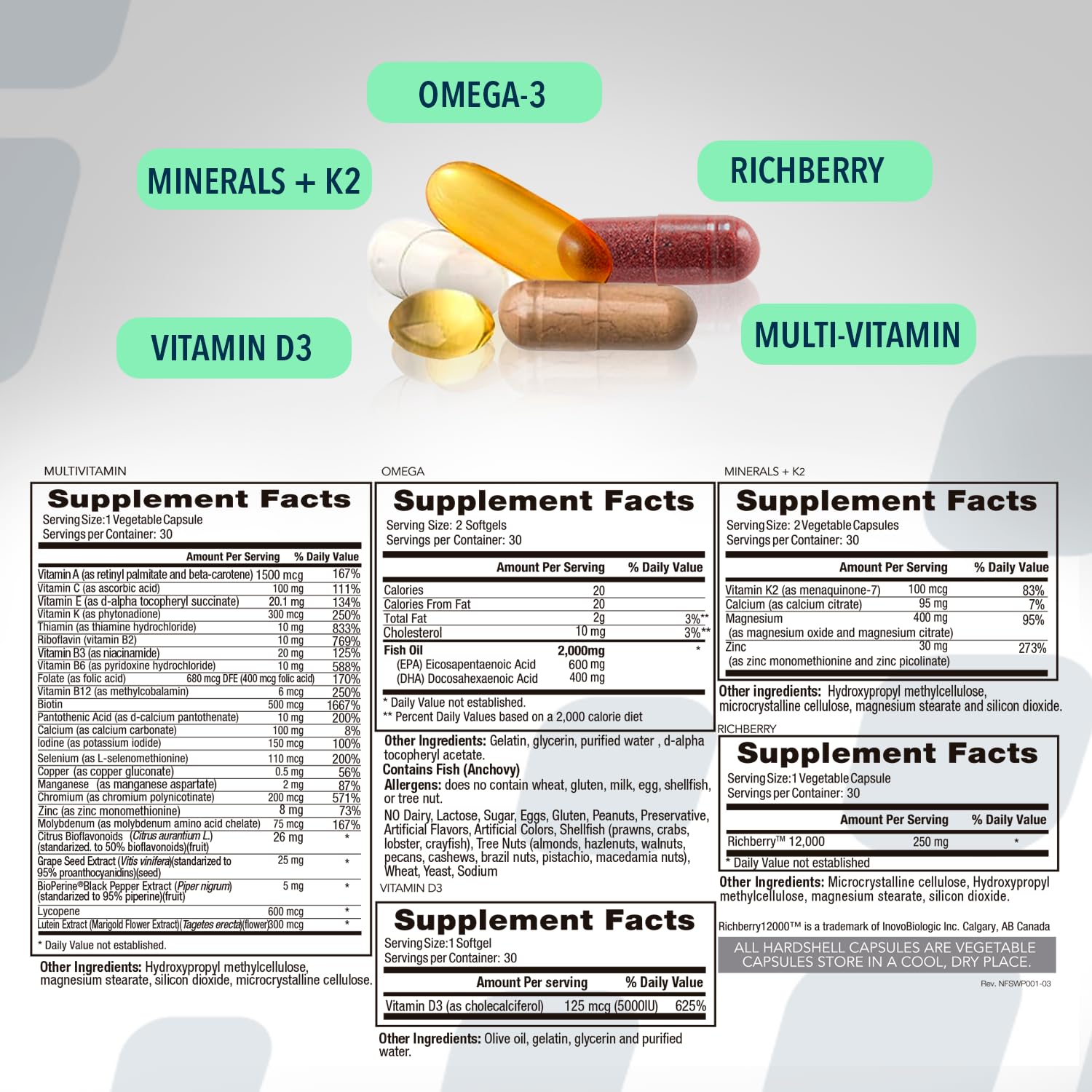 NF Sports WODPak RichBerry polvo y frutos, antioxidantes concentrados