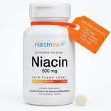Niacinex frente del envase mostrando 200 tabletas y beneficios de liberación prolongada