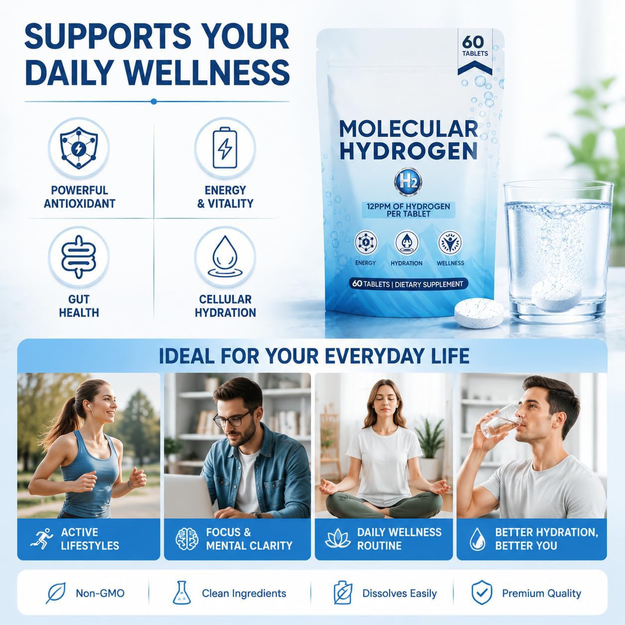 Nichalous detalle de tabletas disolviéndose, evidencia de preparación sencilla