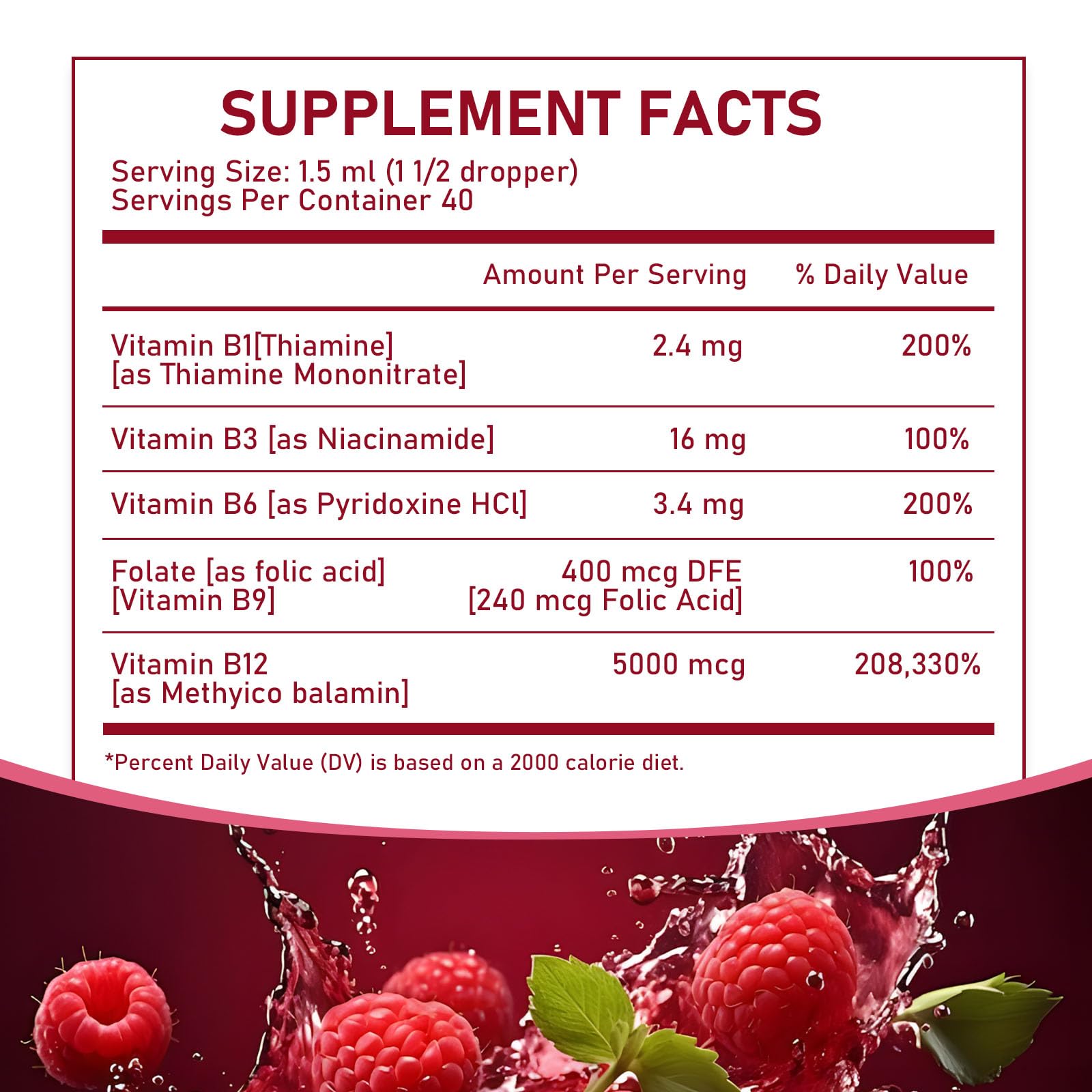 Nichalous etiqueta con lista de vitaminas B y pureza, claridad sobre ingredientes y beneficios