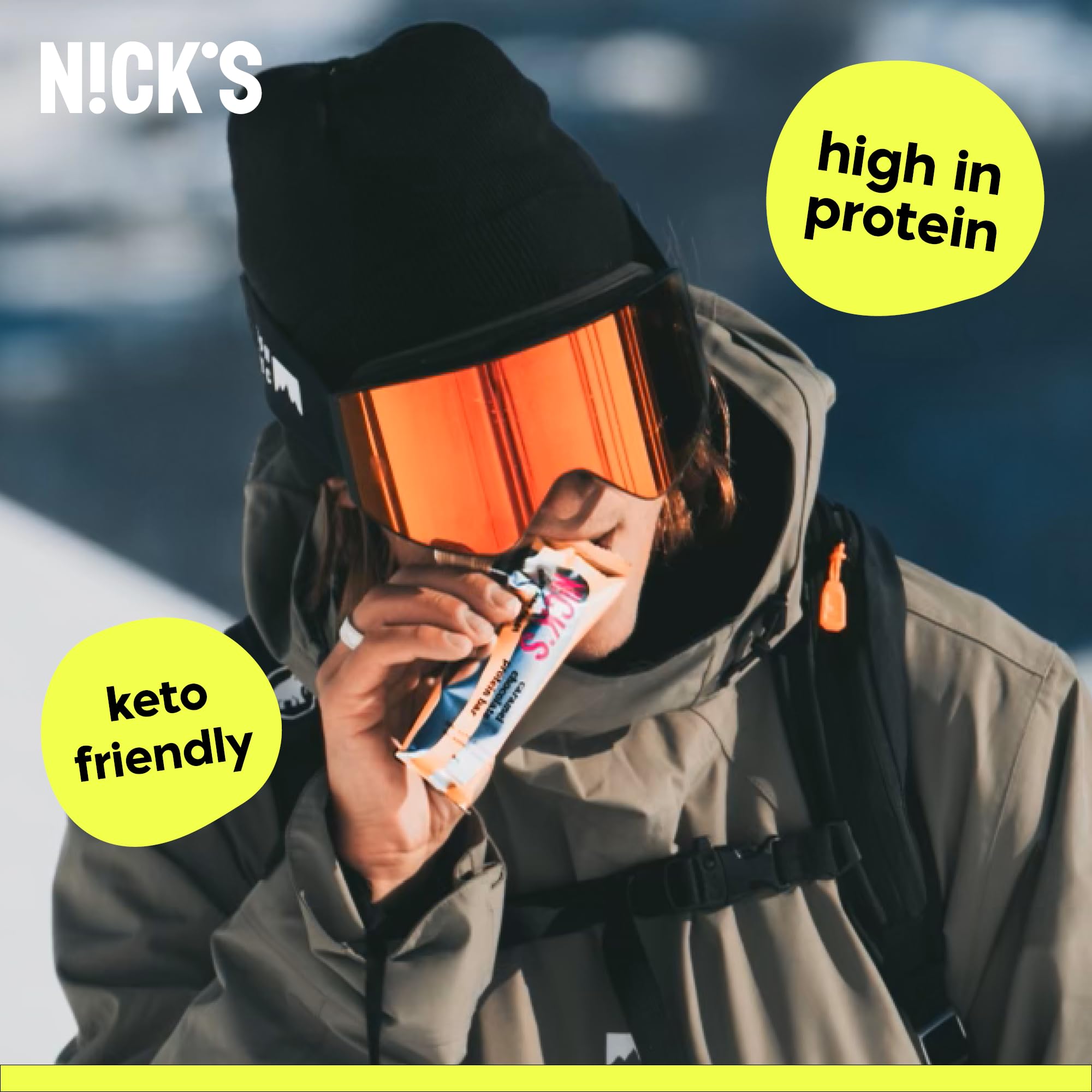 N!CK'S barrita en mano lista para comer, práctico y portátil