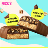 N!CK'S acercamiento a la cobertura de chocolate, aspecto indulgente