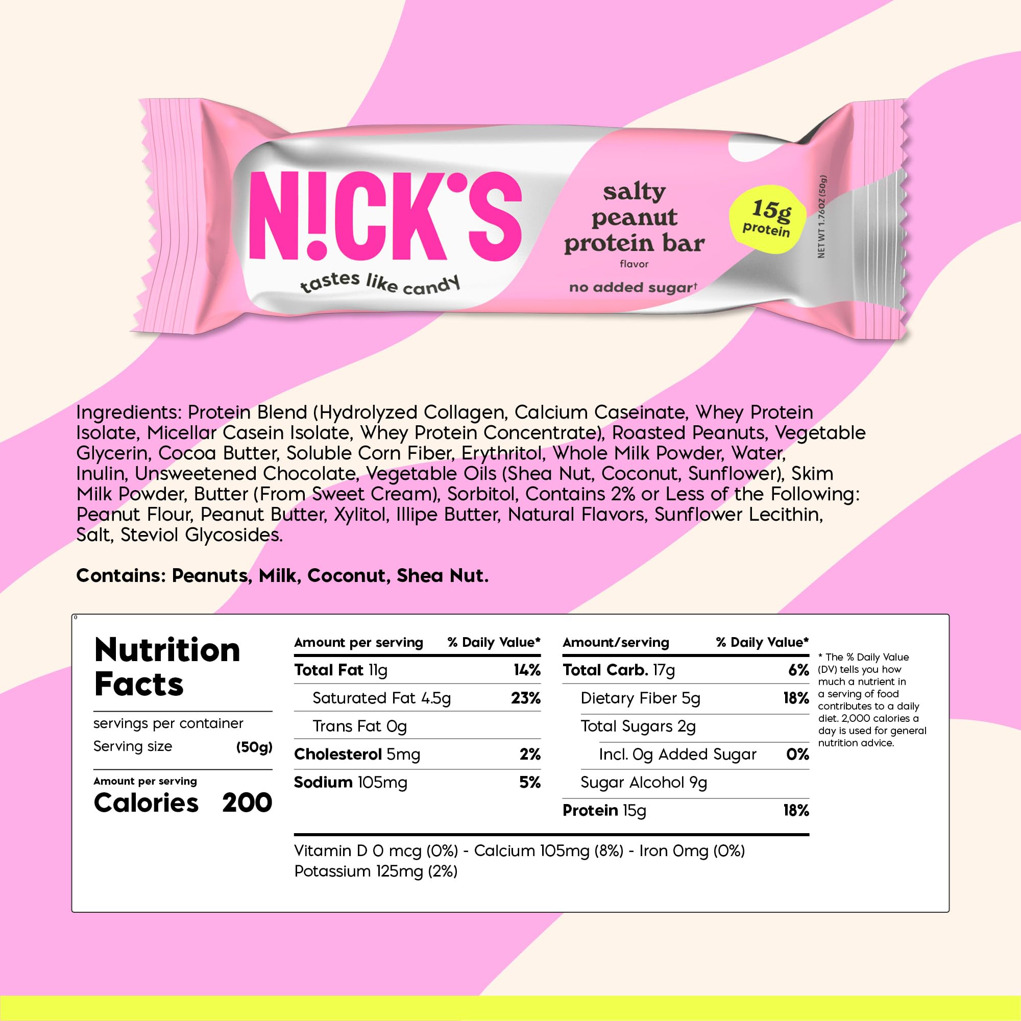 N!CK'S primer plano del cacahuete y caramelo, textura crujiente