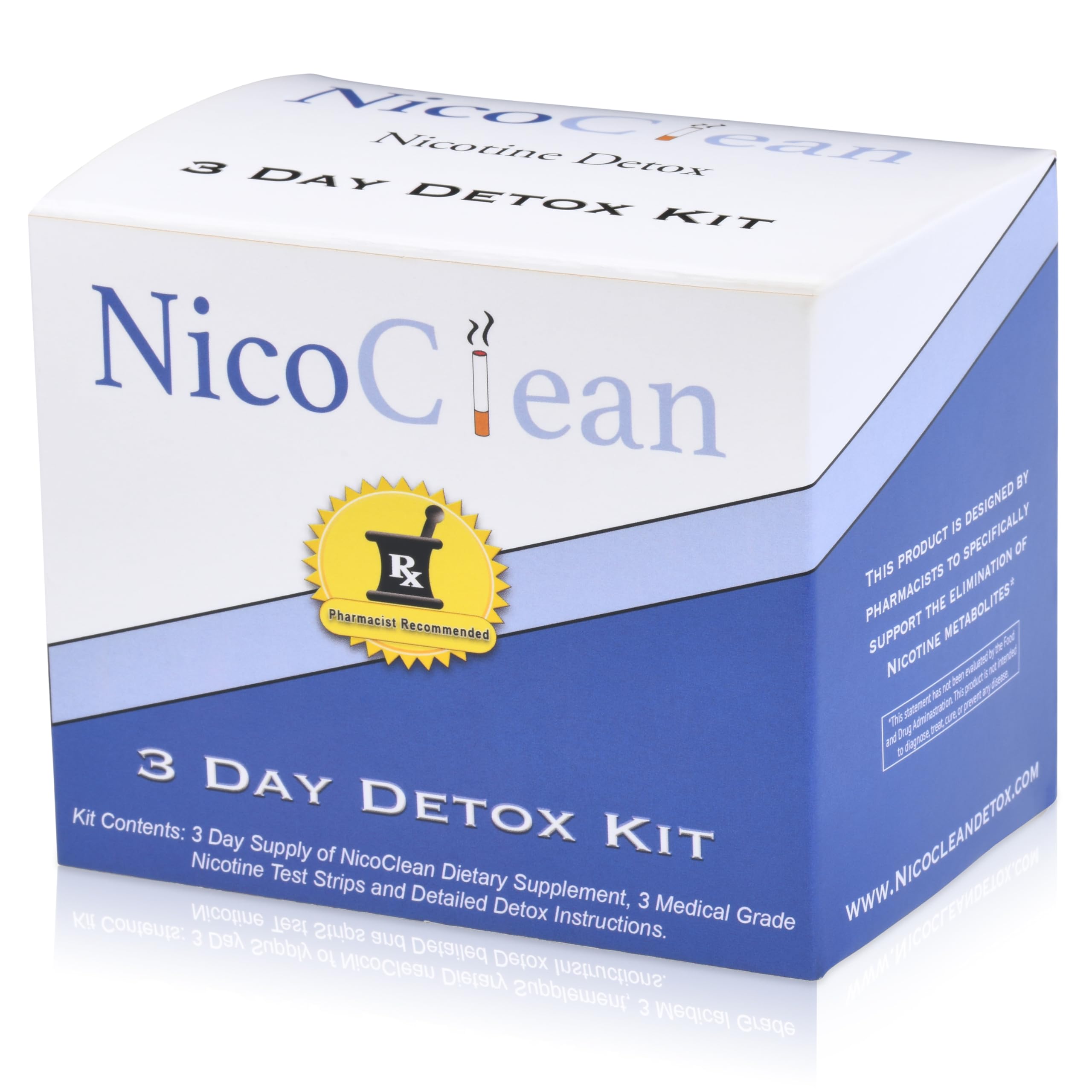 NICOCLEAN en uso junto a vaso de agua, estilo de vida saludable y apoyo