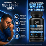 NIGHTDUTY ingredientes clave B12, B6, magnesio y vitamina D3 para equilibrio
