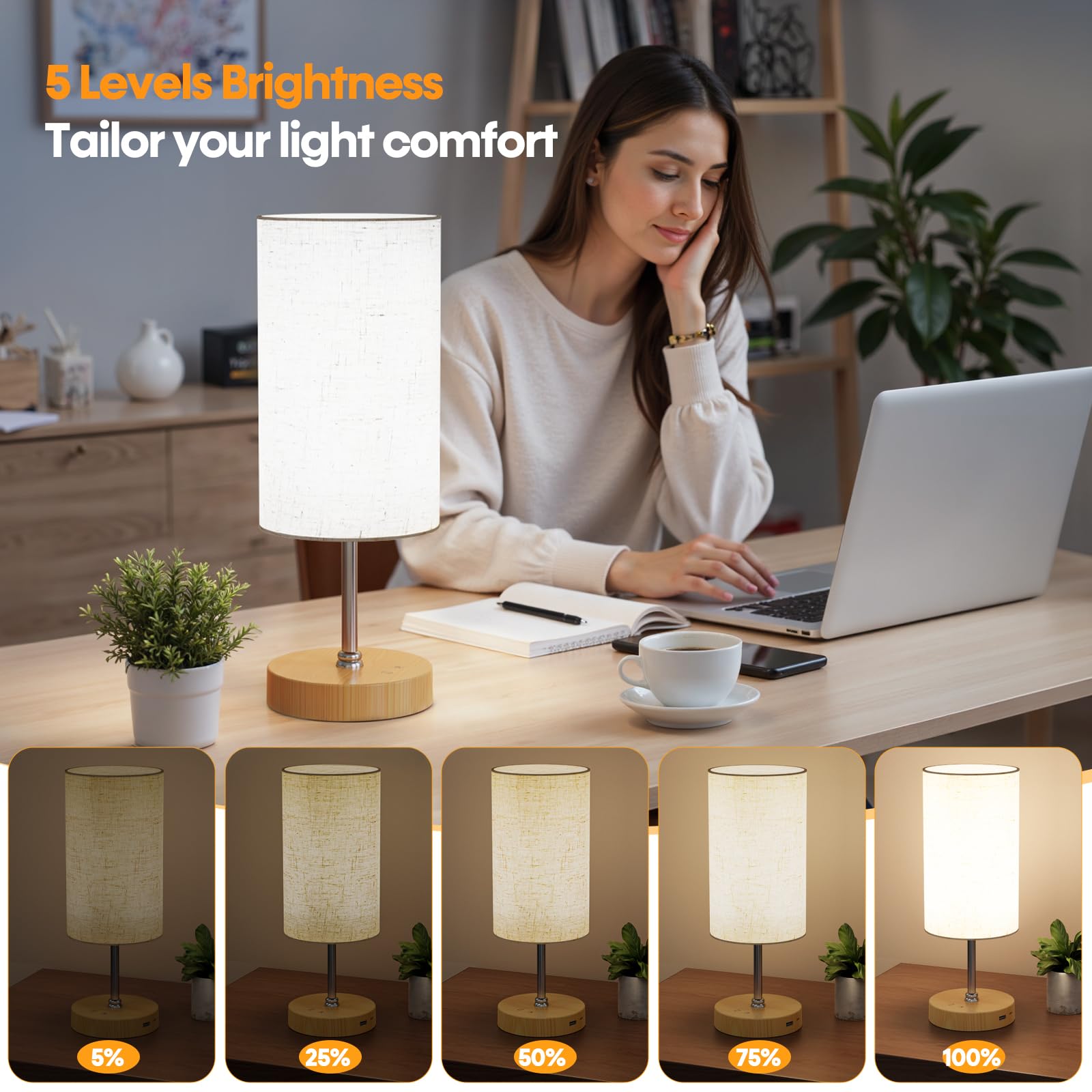 NIORSUN lámpara en escritorio optimizando concentración y carga USB