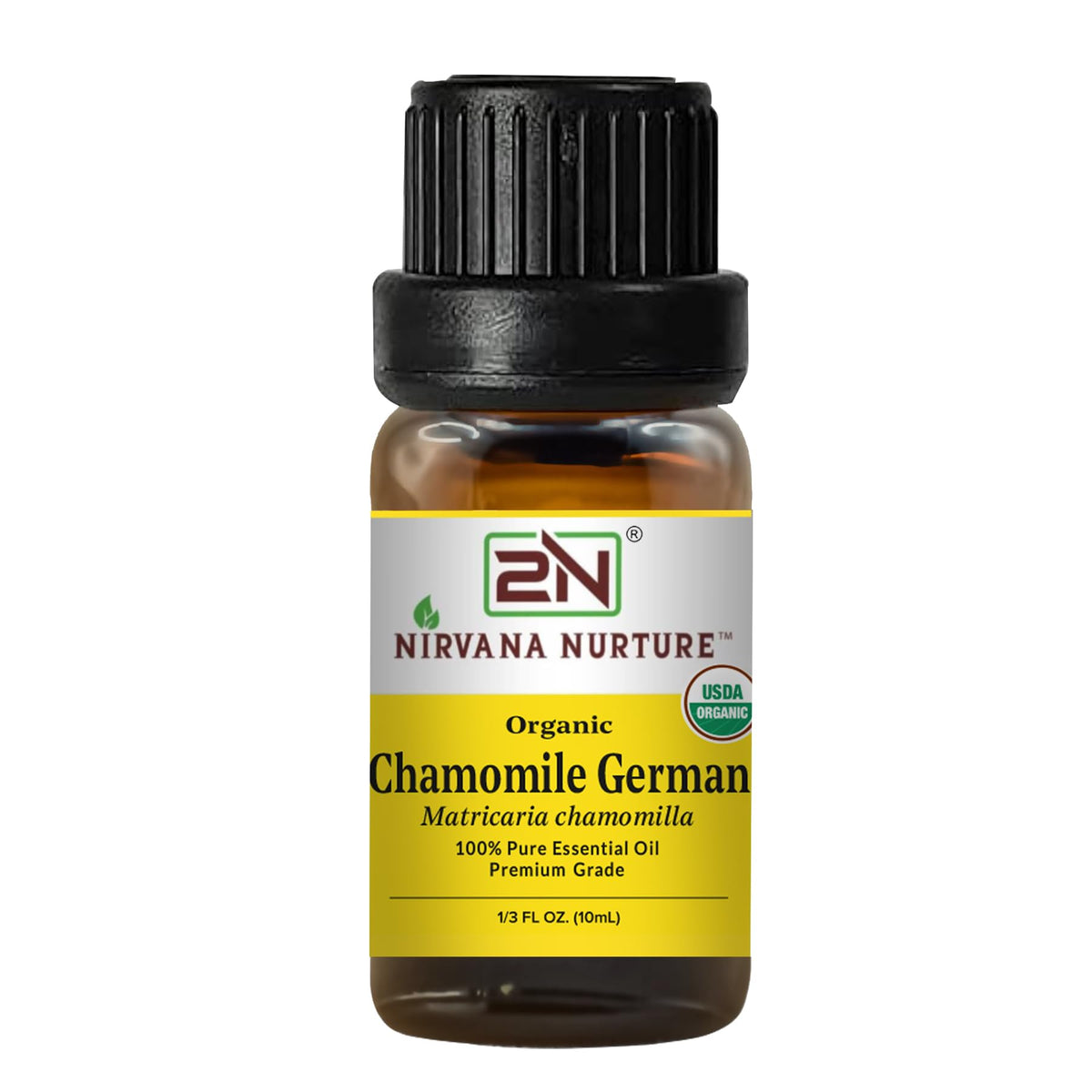 Nirvana Nurture frasco frente con aceite de manzanilla para relajación