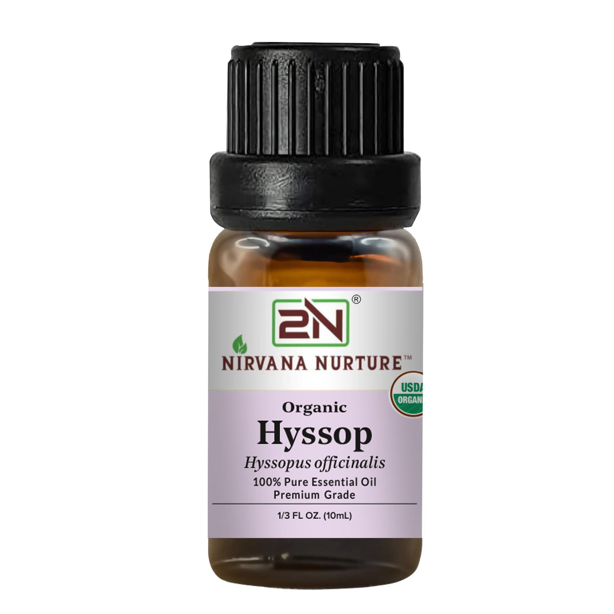Nirvana Nurture botella frontal mostrando aceite orgánico, pureza visible