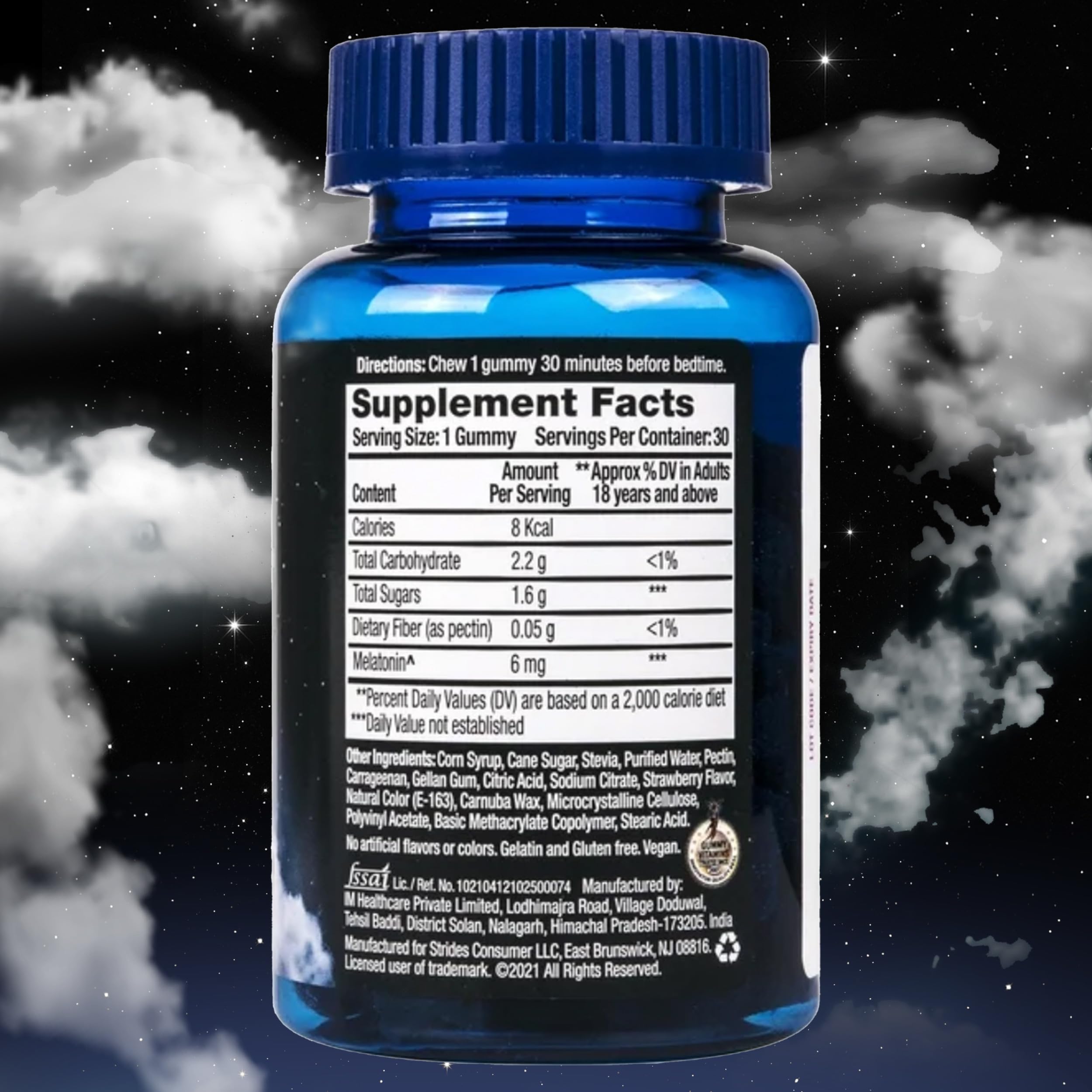 Nite Thru etiqueta con ingredientes y dosificación clara para seguridad