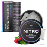 Nitro Pouches lata frontal Berry Mint mostrando diseño y conveniencia
