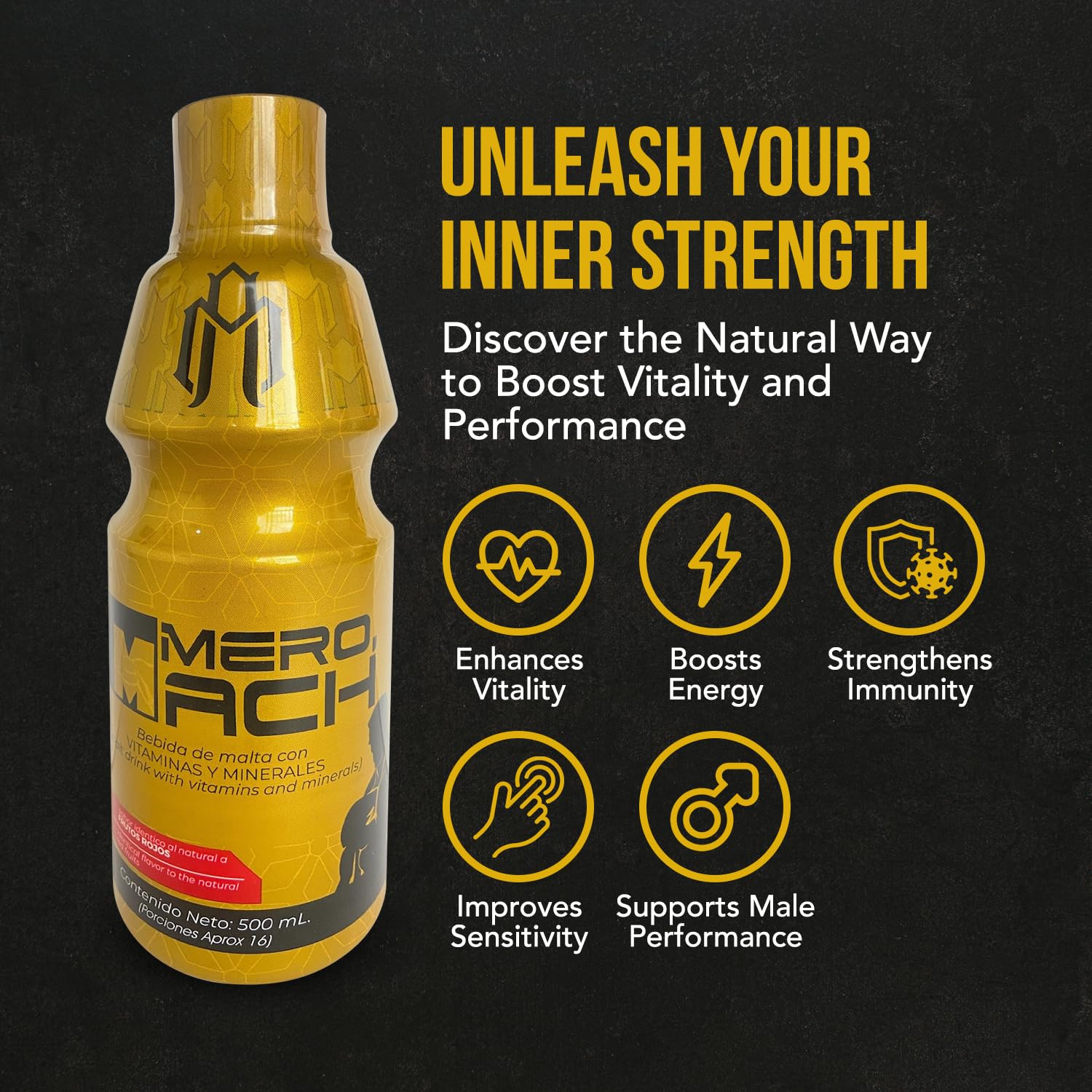 NITROFIT Mero.MACH Plus junto a regla para mostrar la escala 500 ml y duración