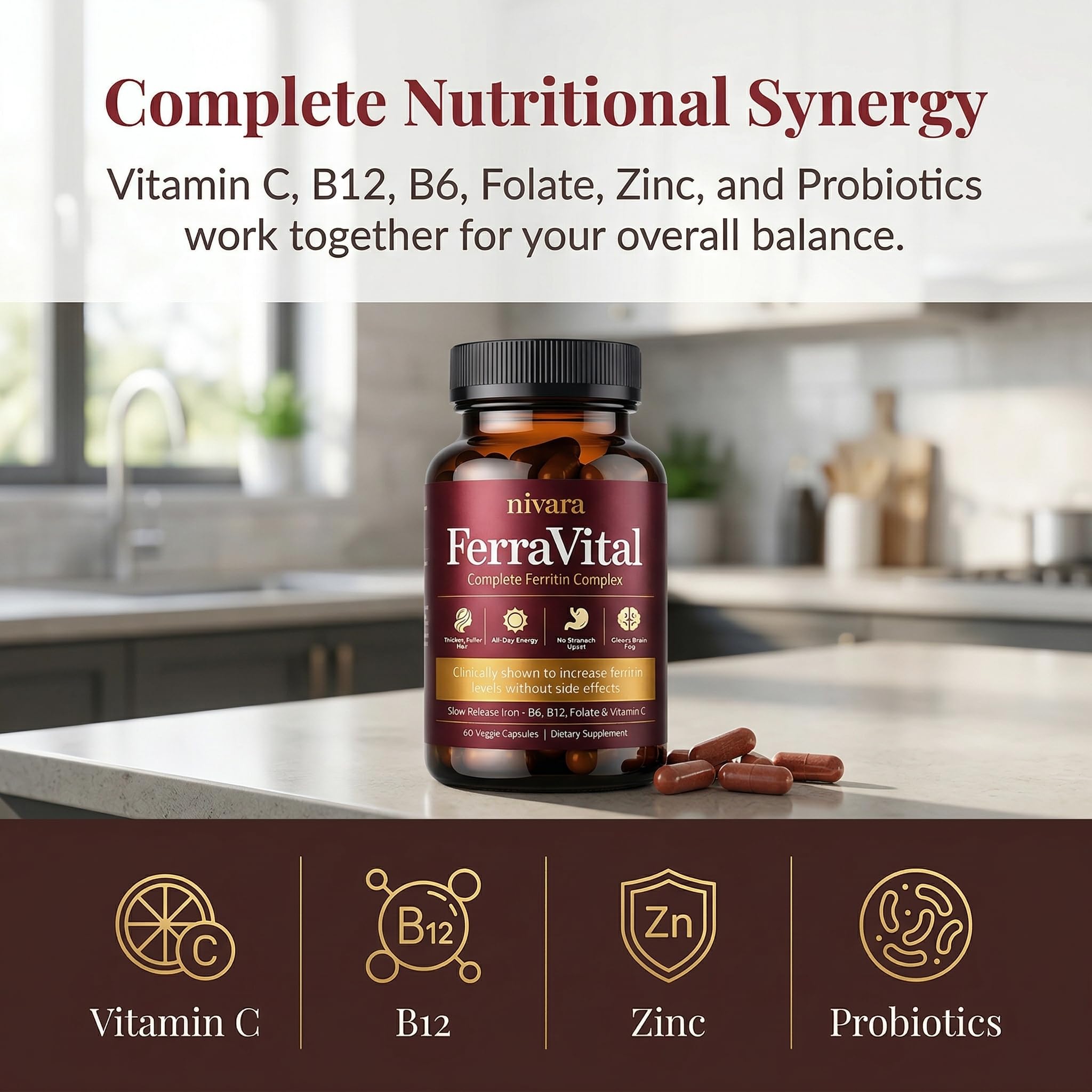 NIVARA FerraVital composición en etiqueta con ingredientes y soporte nutricional