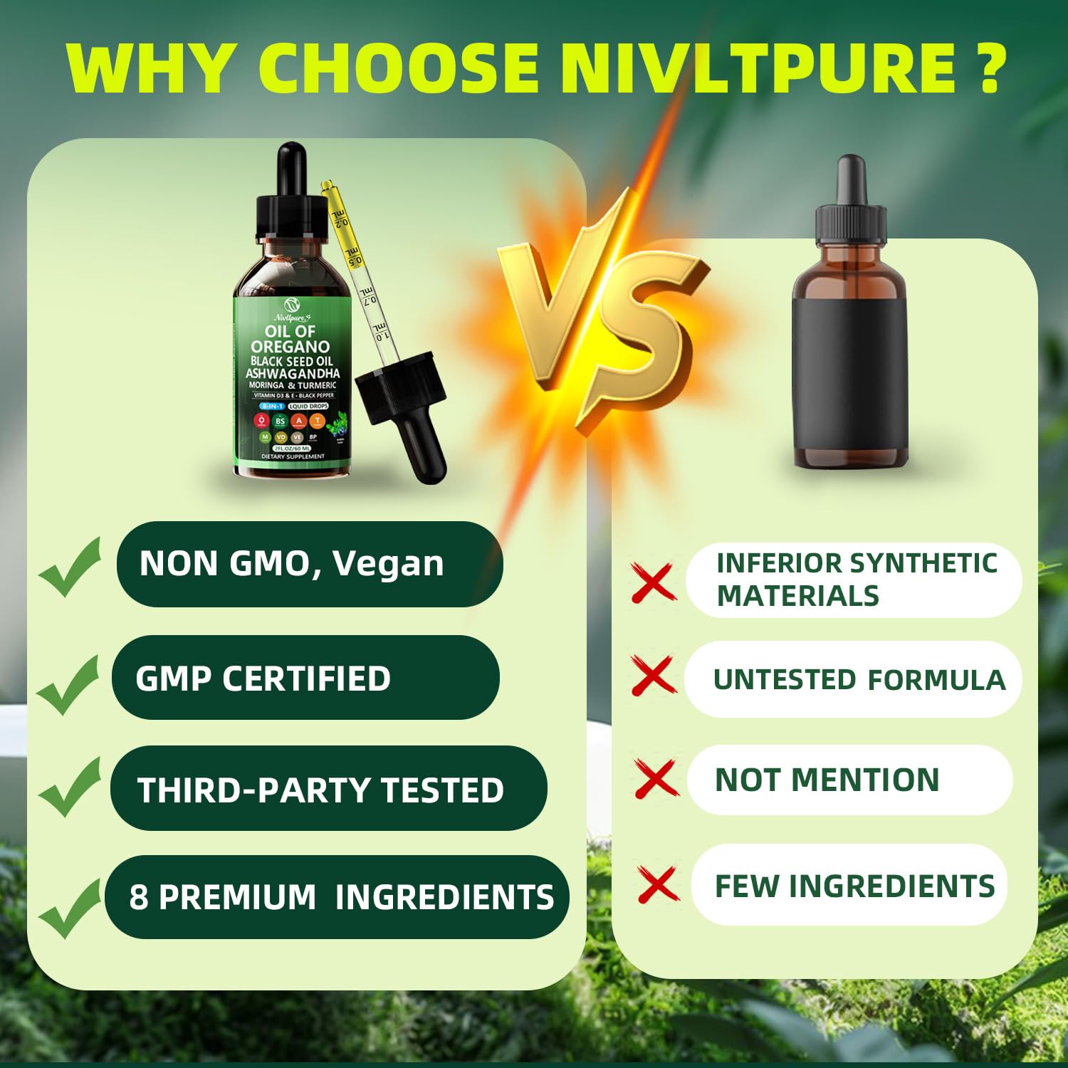 Nivltpure etiqueta con lista de ingredientes clara y beneficios visibles