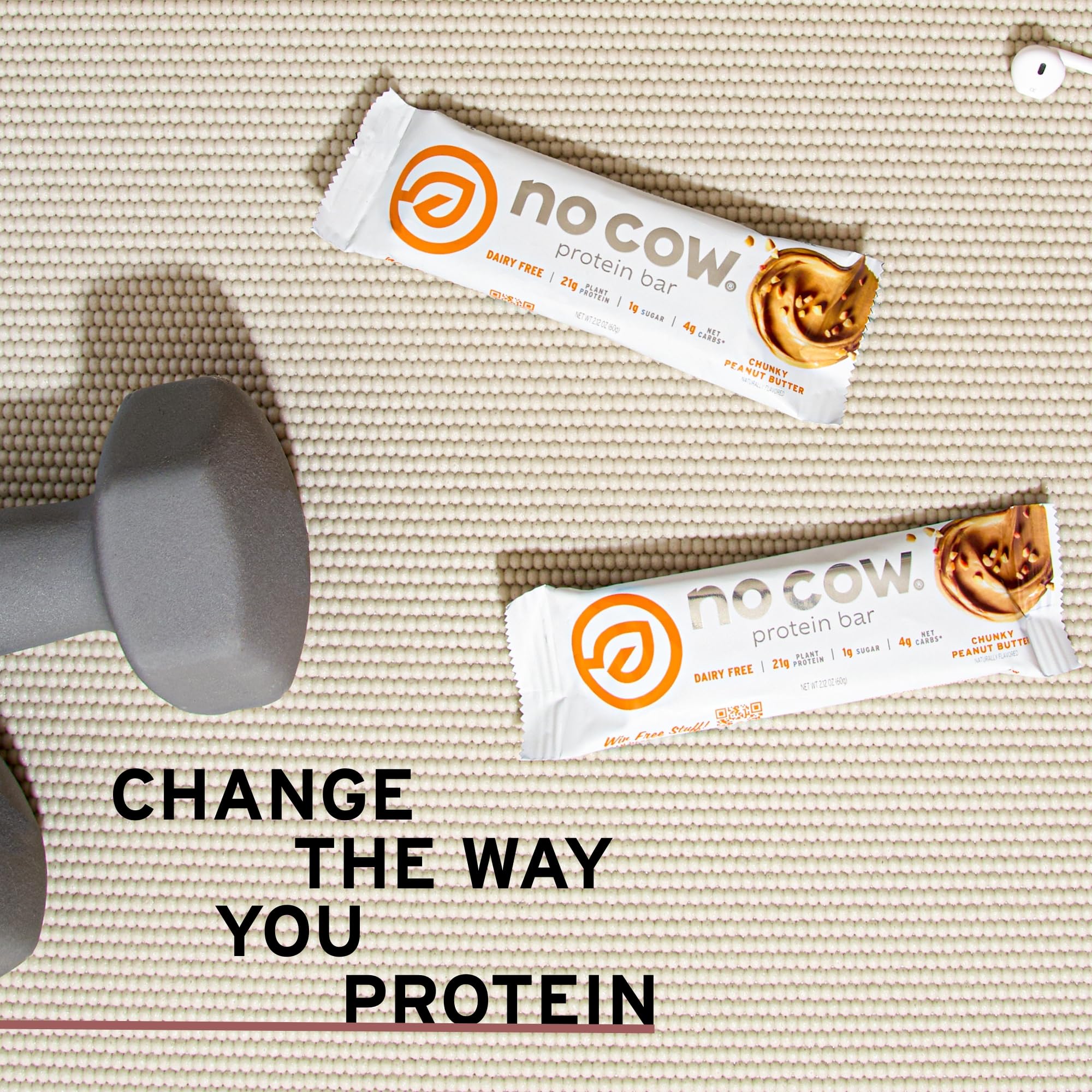 No Cow barra en escena de merienda fitness para energía y saciedad