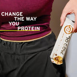No Cow etiqueta nutricional destacando 20 g proteína y 1 g azúcar