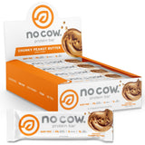 No Cow empaque frontal Chunky Peanut Butter mostrando beneficios y sabor
