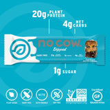 No Cow corte transversal de barra que revela textura densa y masticable
