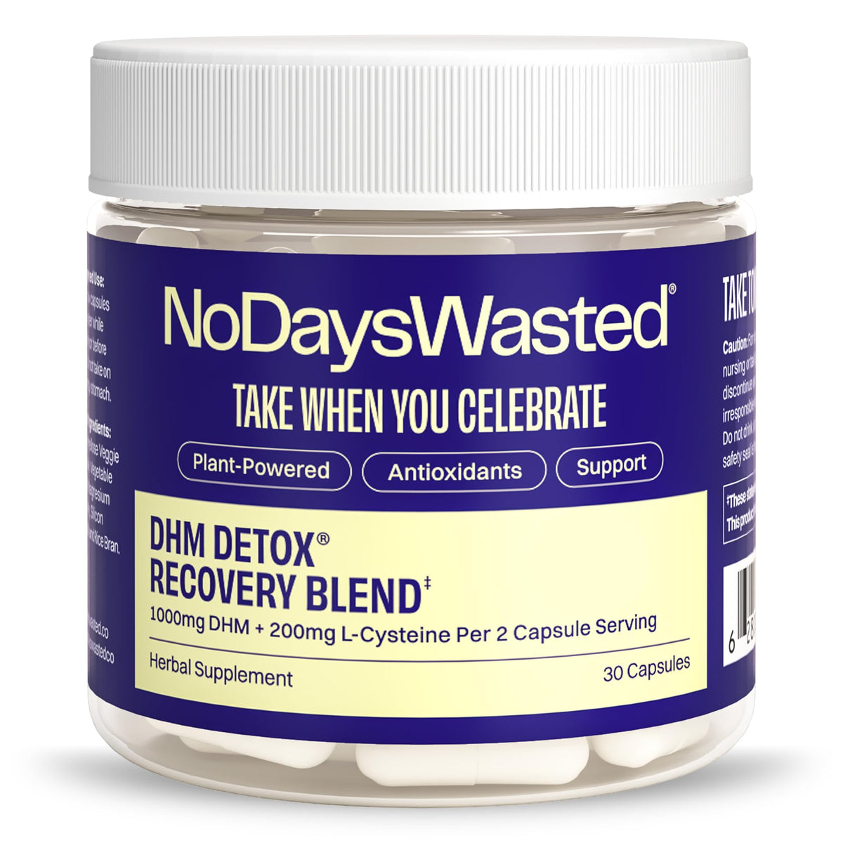No Days Wasted frasco delante mostrando etiqueta y beneficios visibles