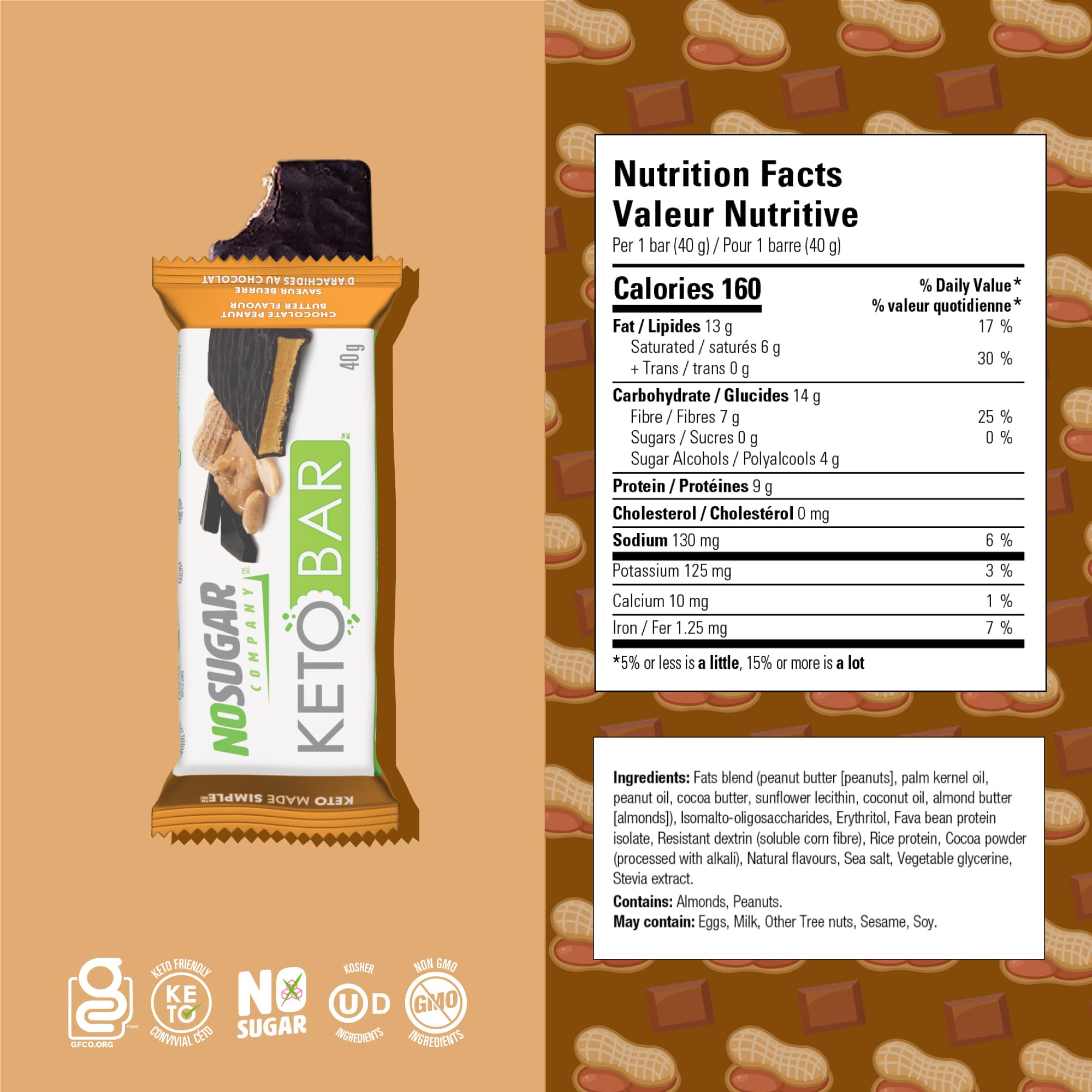 No Sugar Company barra cortada mostrando textura cremosa y beneficio saciante