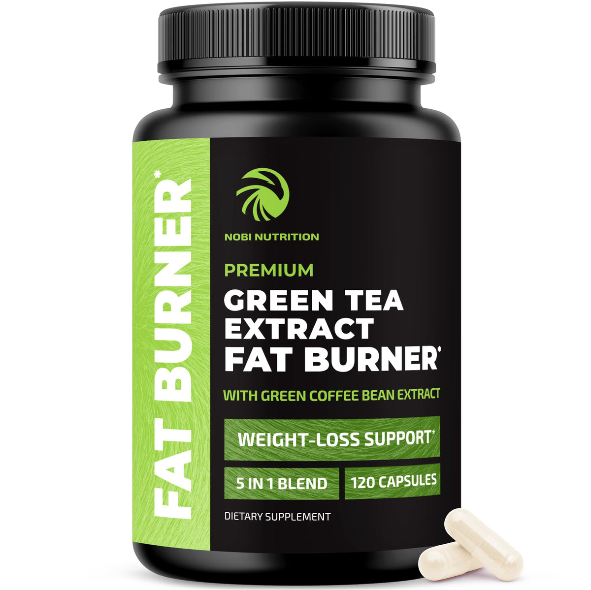 Nobi Nutrition frasco frontal mostrando etiqueta y beneficio de apoyo al metabolismo