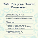 Nobi Nutrition imagen de laboratorio que destaca pruebas de terceros y calidad
