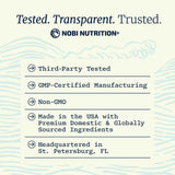 Nobi Nutrition sello de pruebas de terceros para calidad y seguridad