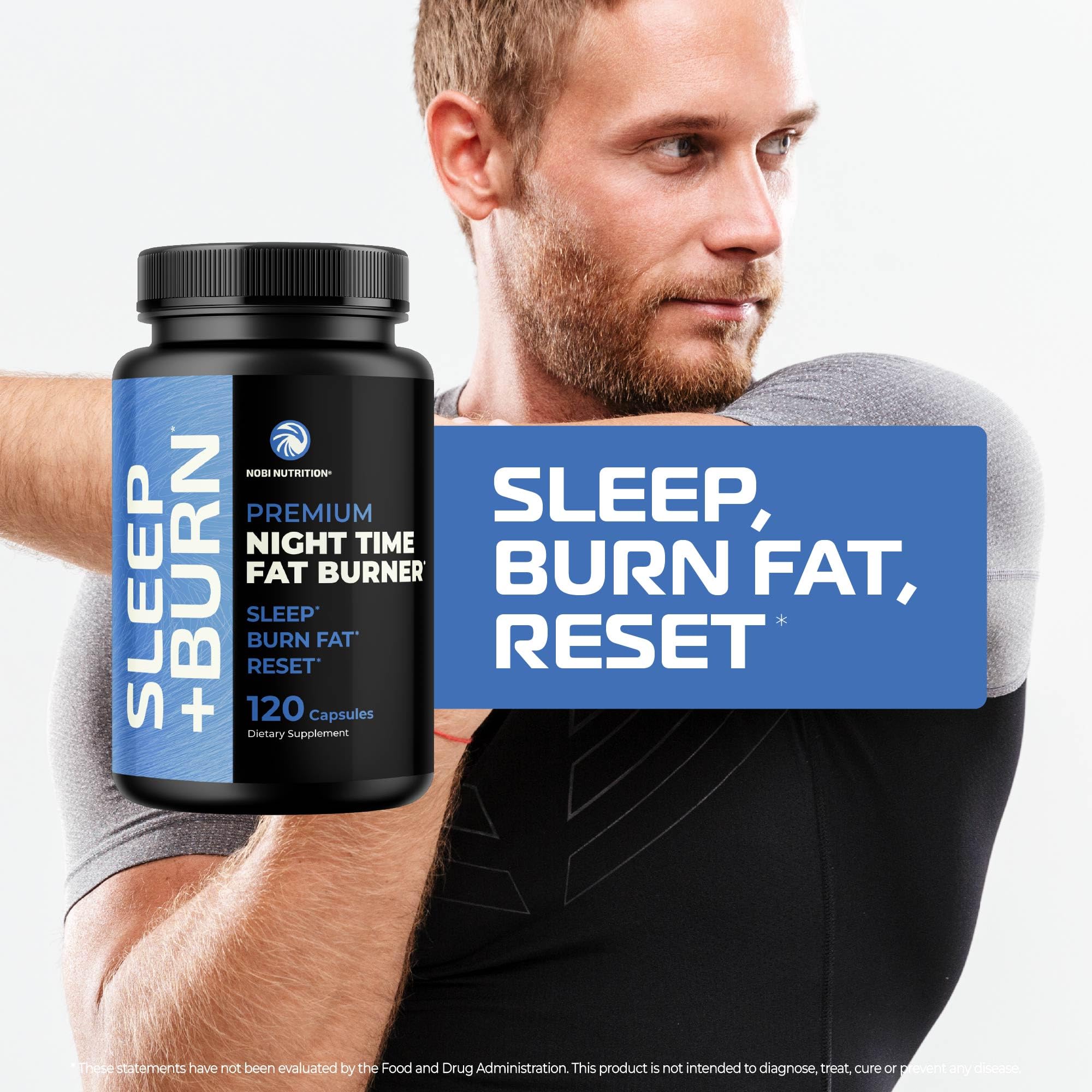 Nobi Nutrition bote en mesita de noche indicando uso antes de dormir