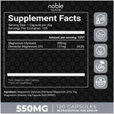Noble Nature etiqueta con información de 550 mg y garantías de calidad