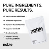 Noble Origins mezcla de órganos y colostro ingredientes nutritivos visibles