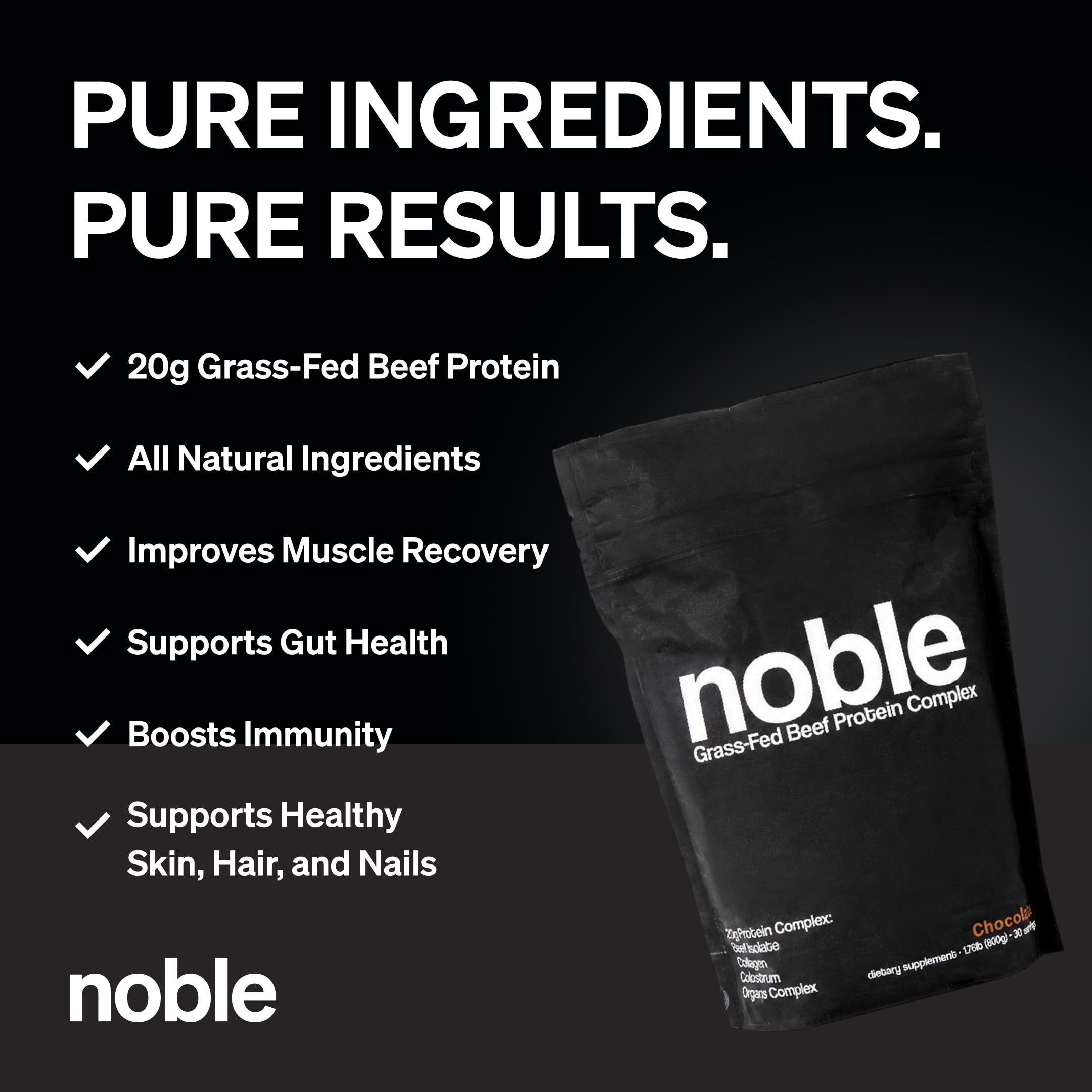 Noble Origins detalles de ingredientes: mezcla de órganos y colostro