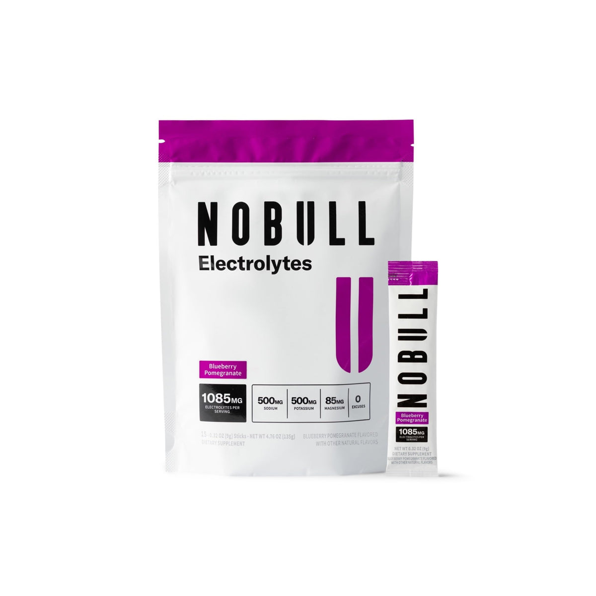NOBULL pouch frontal mostrando el paquete y beneficio de hidratación rápida