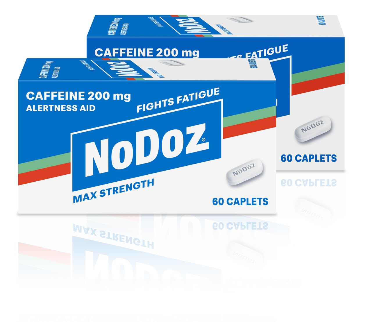 NoDoz frente del empaque mostrando 120 caplets y beneficio de energía rápida