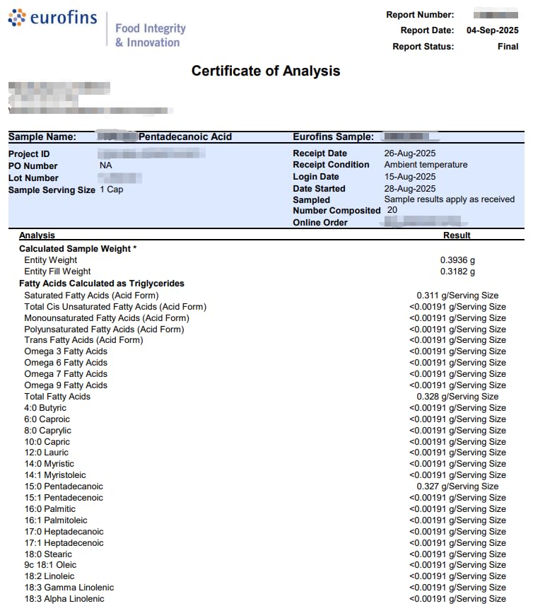 Nokuba etiqueta con información de 300 mg, origen y pruebas de terceros visibles