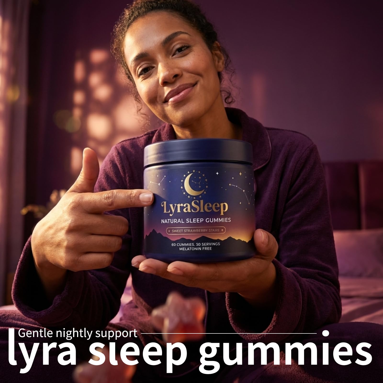 Nola sleep mano sosteniendo una gominola LyraSleep mostrando conveniencia sin agua