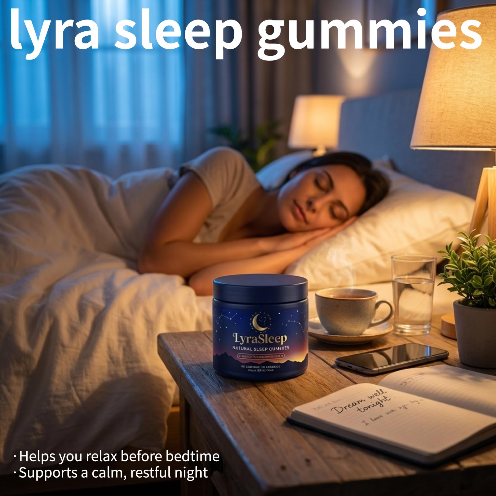 Nola sleep comparación de tamaño LyraSleep Gummies con monedas destacando portabilidad