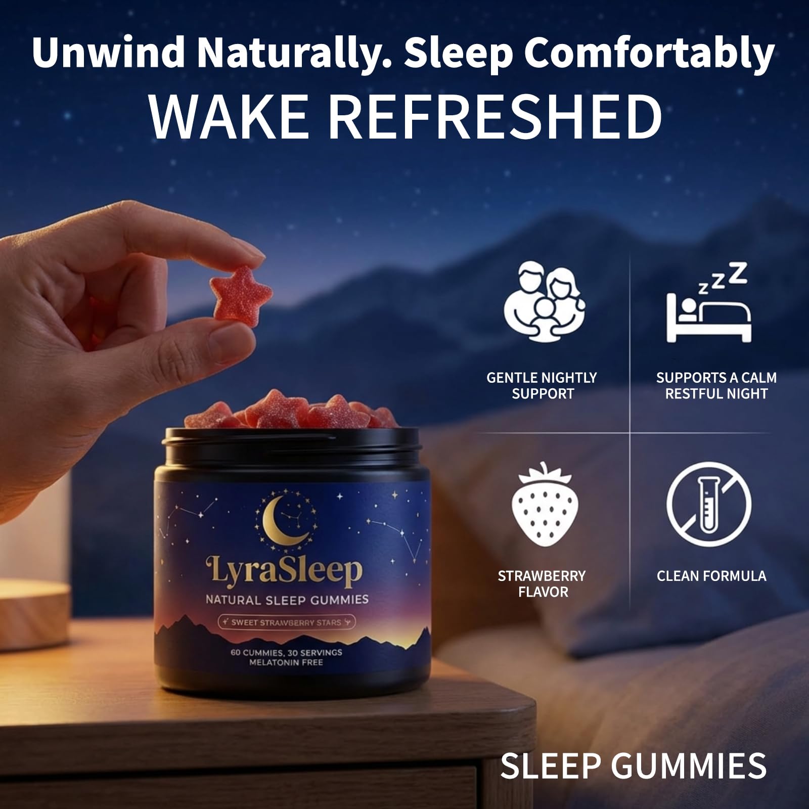 Nola sleep primer plano de textura de gominola LyraSleep mostrando suavidad y sabor agradable